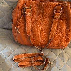 Vintage fossil tan leather bag W/ Cross body strap